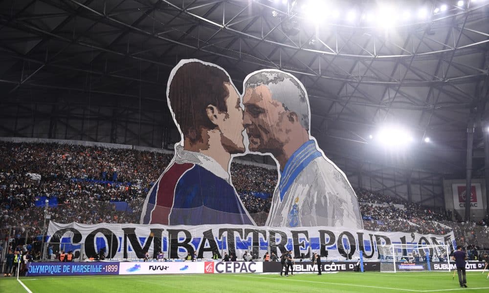 Le tifo des supporters marseillais avant OM-PSG.