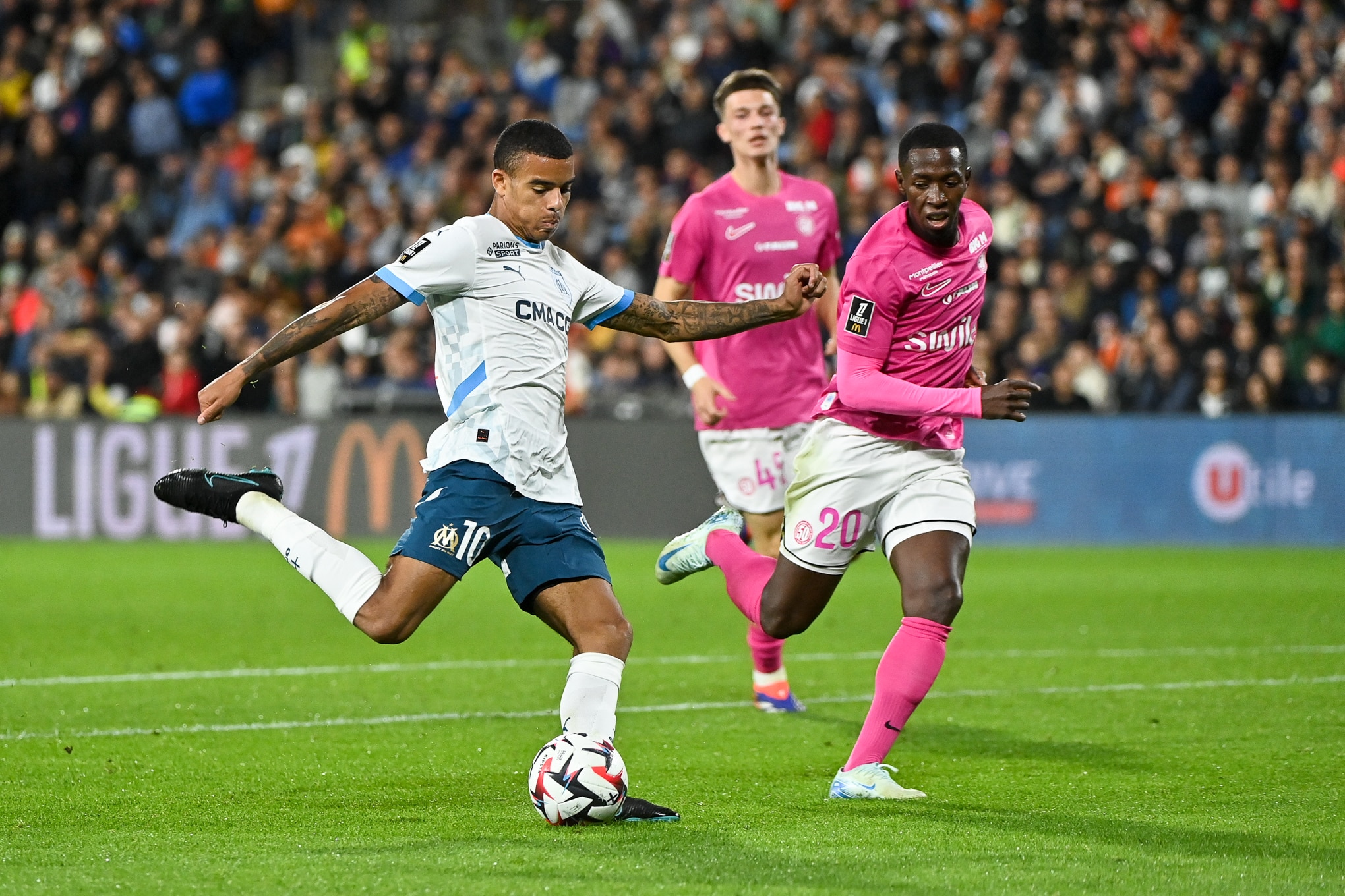 Mason Greenwood lors du match aller entre Montpellier et l'OM