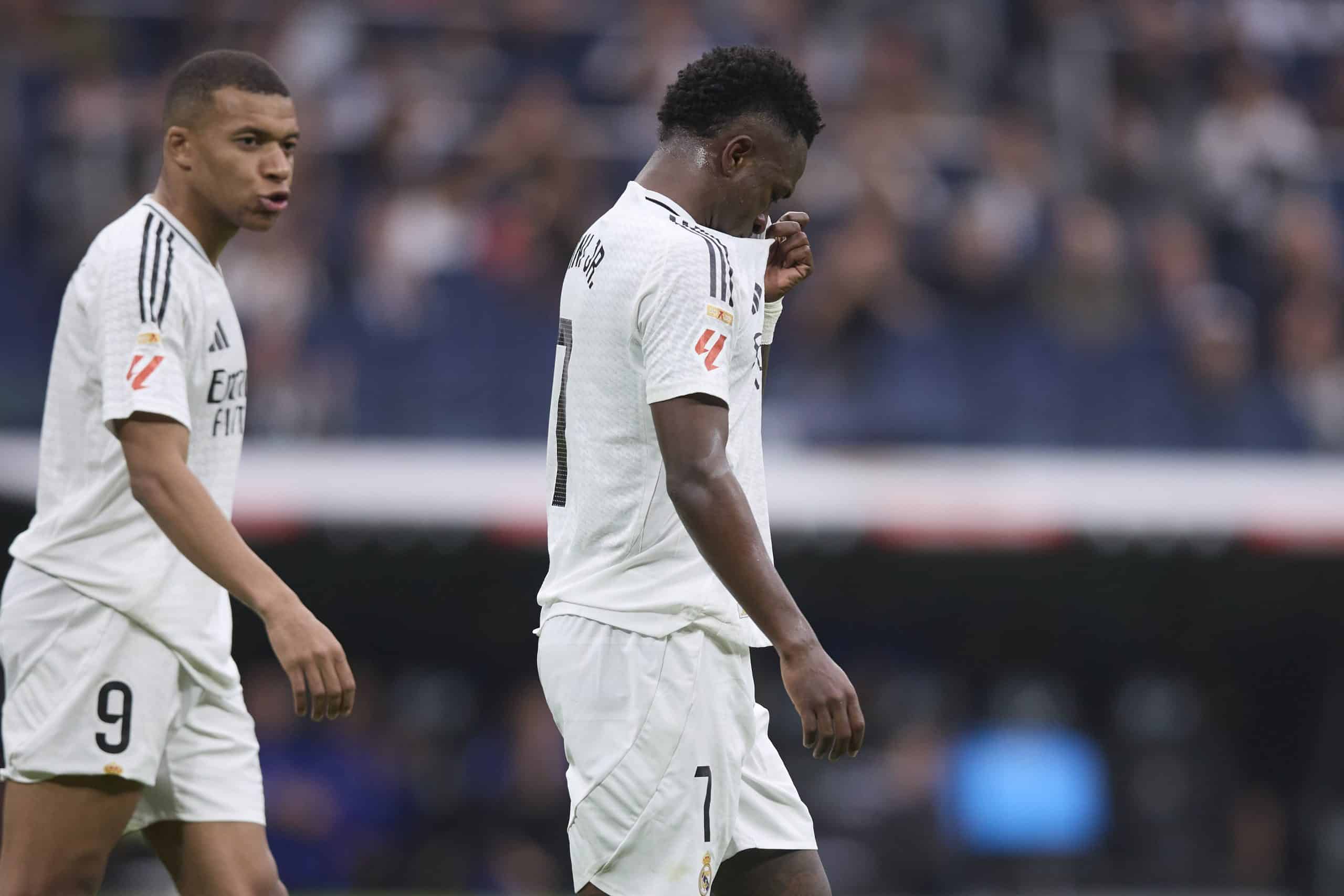 Kylian Mbappé et Vinicius Jr lors d'un match du Real Madrid.