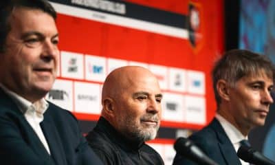 La direction sportive du Stade Rennais (Arnaud Pouille, Jorge Sampaoli et Frédéric Massara).