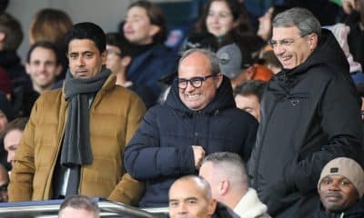 Le président du PSG, Nasser al-Khelaïfi, avec son directeur sportif, Luis Campos.