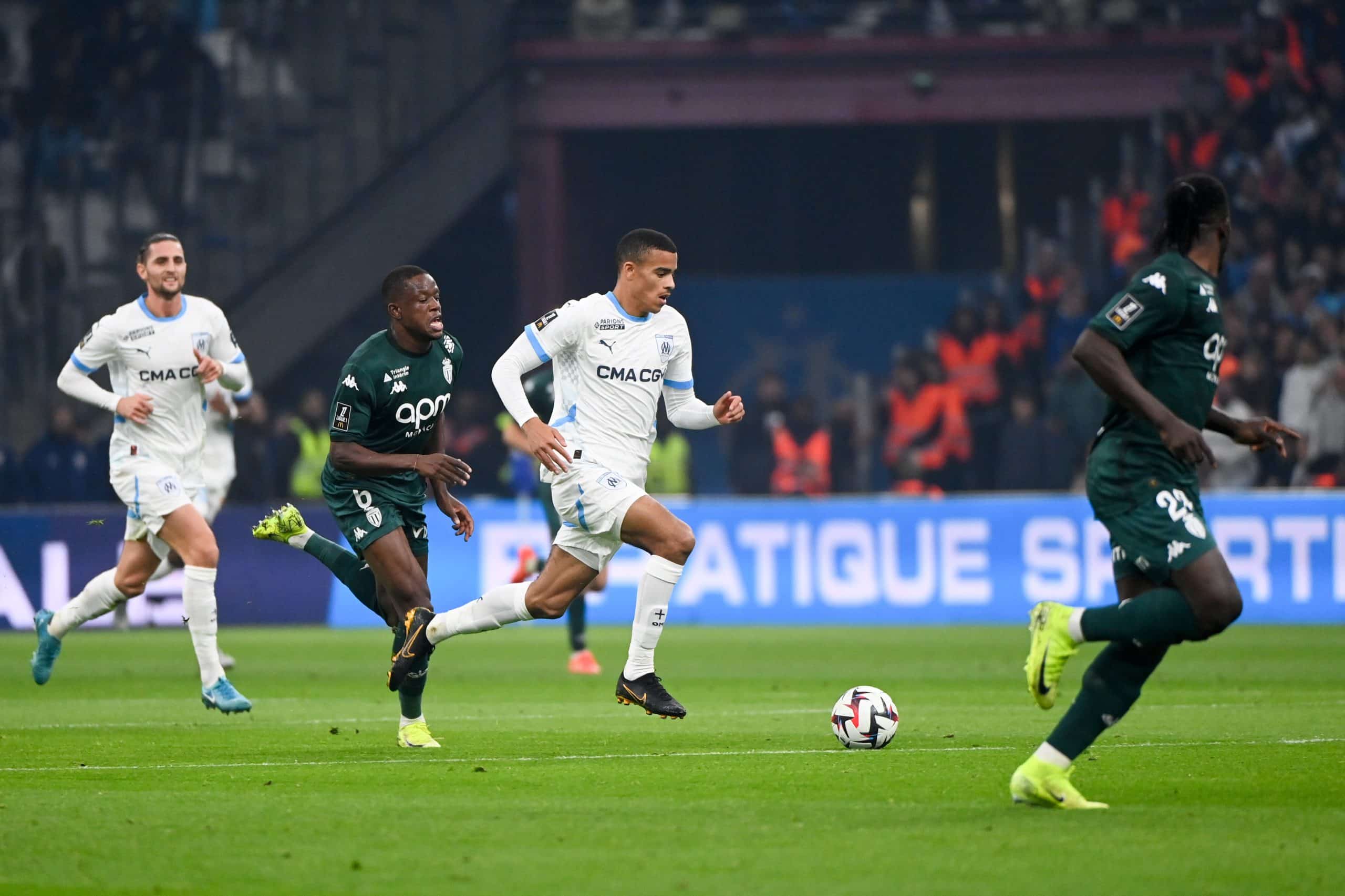 Mason Greenwood lors du match aller entre l'OM et l'AS Monaco