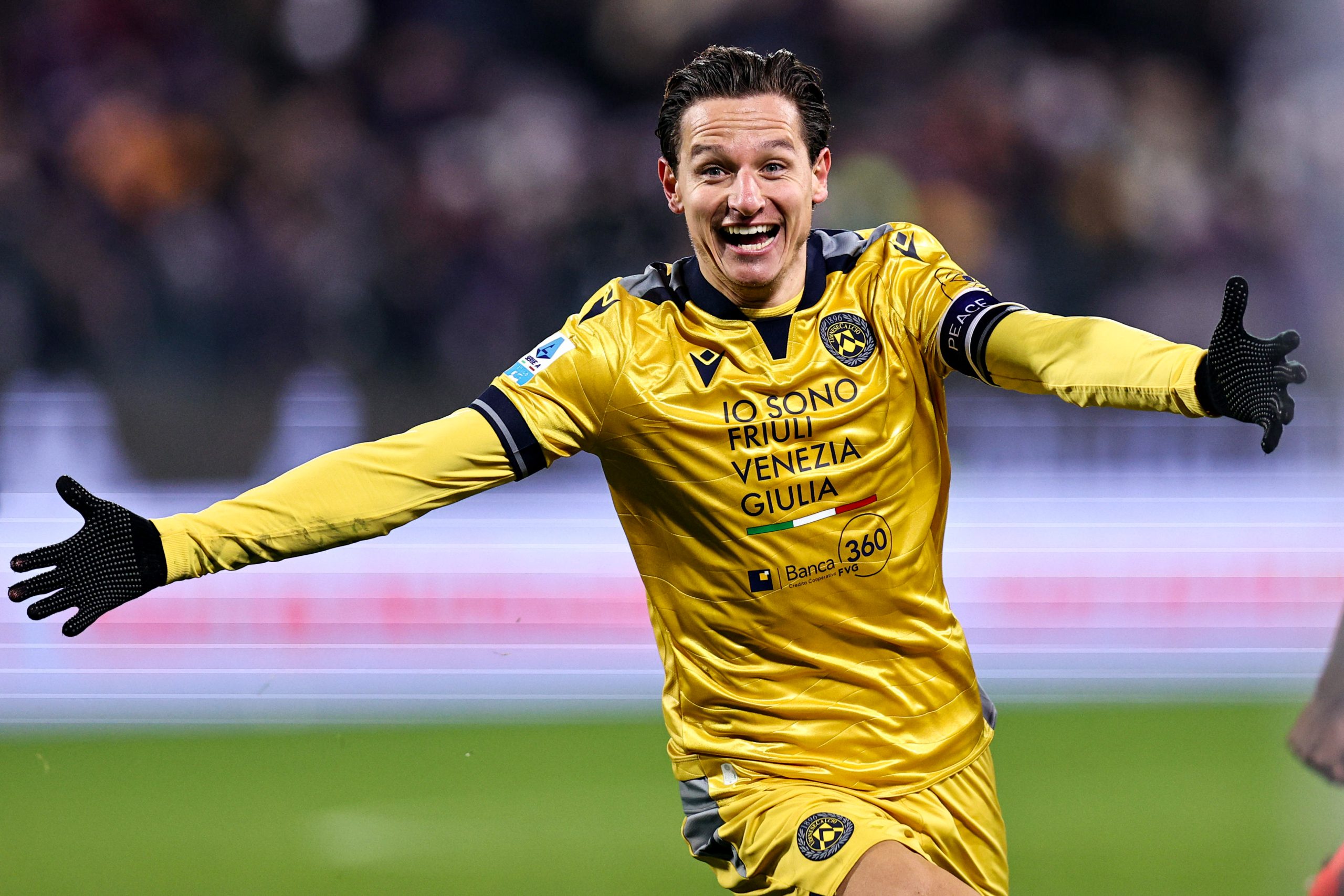 La joie de Florian Thauvin après un but avec l'Udinese.