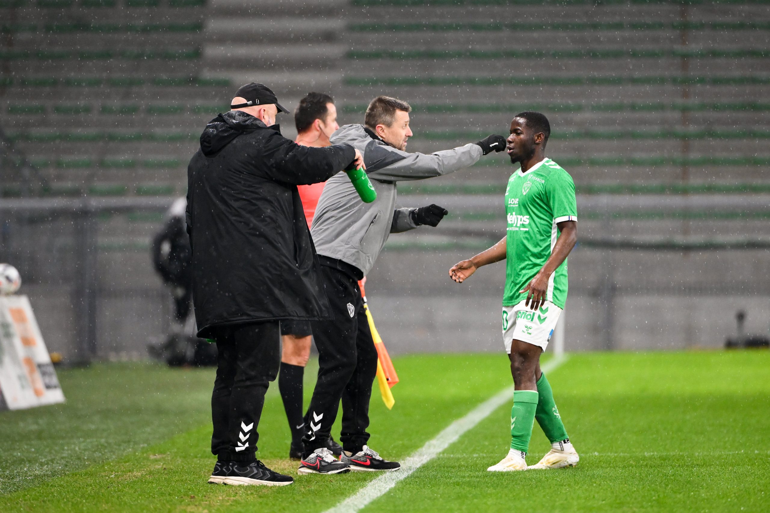 Eirik Horneland avec Augustine Boakye lors d'un match de l'ASSE la saison dernière.