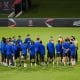 Joueurs du FC Barcelone pendant un entraînement.