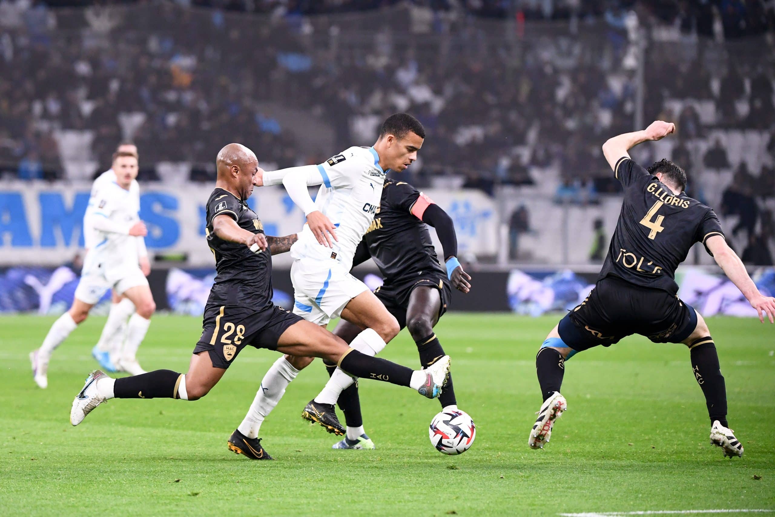 Mason Greenwood lors du match aller entre l'OM et Le Havre
