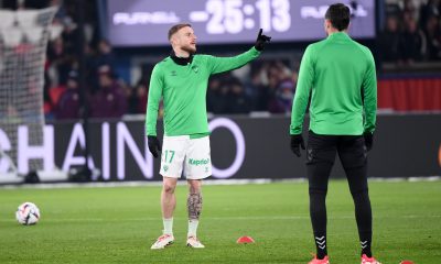 Le défenseur de l'ASSE Pierre Cornud lors d'un échauffement.
