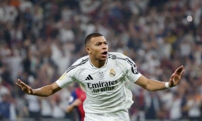 La joie de Kylian Mbappé après son but lors de Real Madrid-FC Barcelone en finale de la Supercoupe d'Espagne.