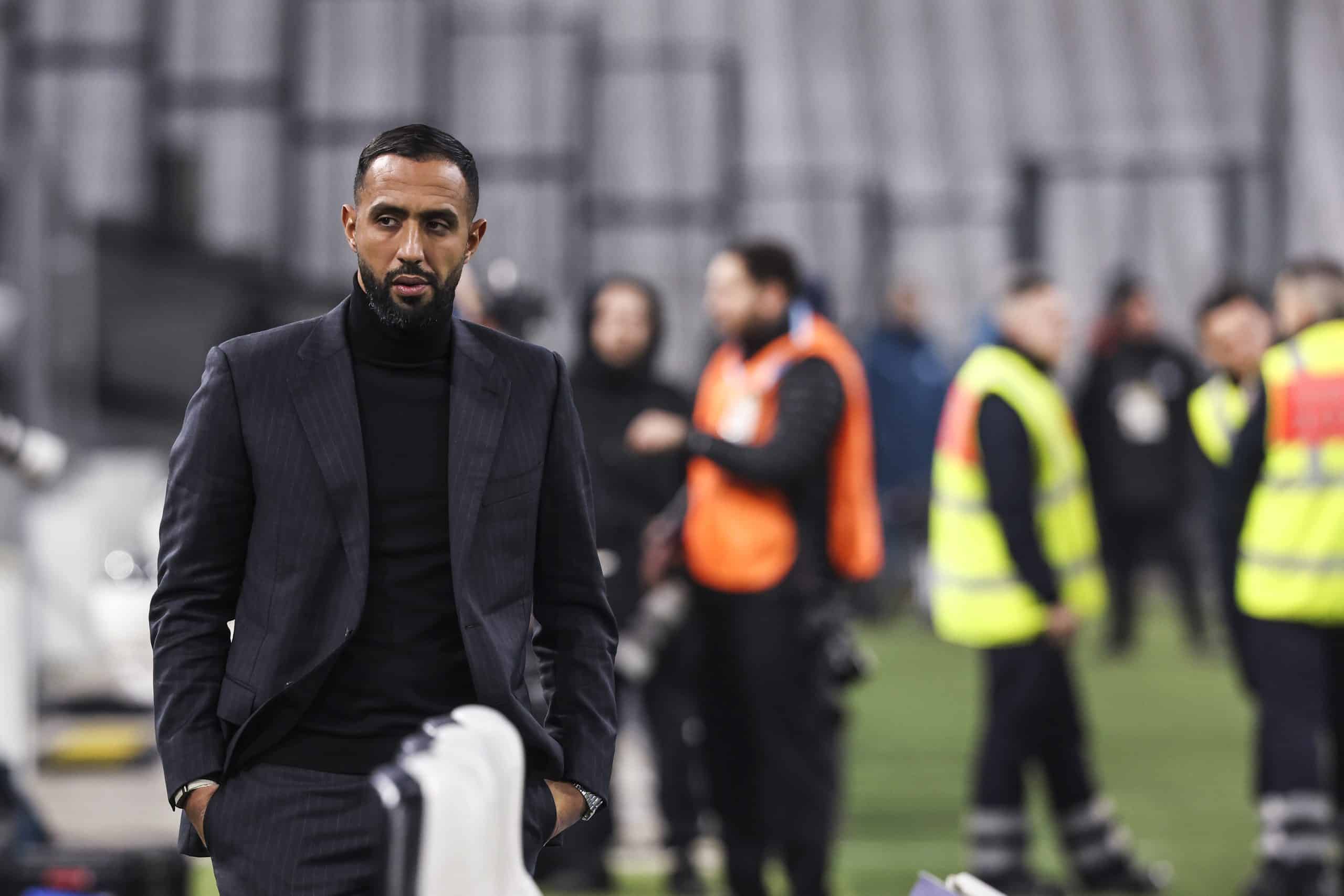 Le directeur sportif de l'OM, Medhi Benatia, lors d'un match au Vélodrome.