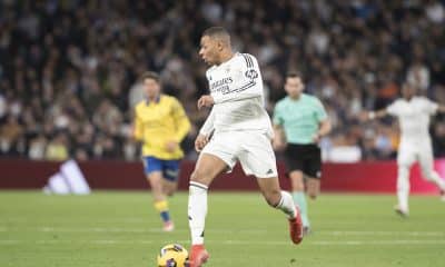 Kylian Mbappé en action lors de Real Madrid-Las Palmas.