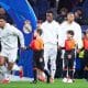 Les superstars du Real Madrid Jude Bellingham, Vinicius Jr et Kylian Mbappé.