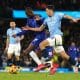 Abdukodir Khusanov lors de ses débuts avec Manchester City, contre Chelsea.