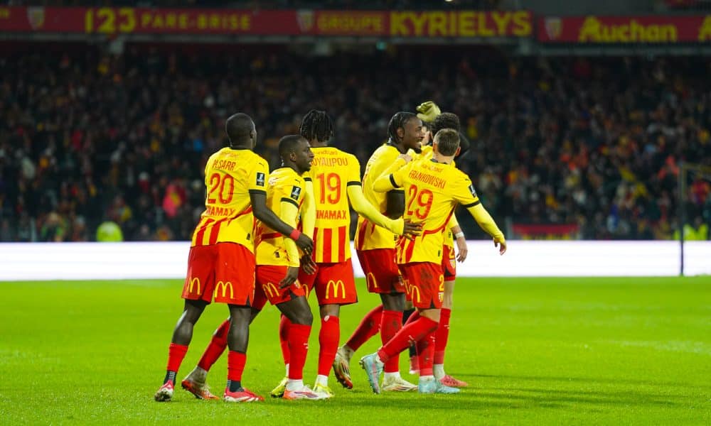 La joie des joueurs du RC Lens lors de la victoire contre Angers (1-0).