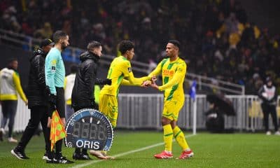 Dehmaine Tabibou, lors de son entrée en jeu face à l'OL avec le FC Nantes.