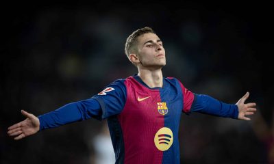 La joie de Fermin, auteur du deuxième but du FC Barcelone à Valladolid.
