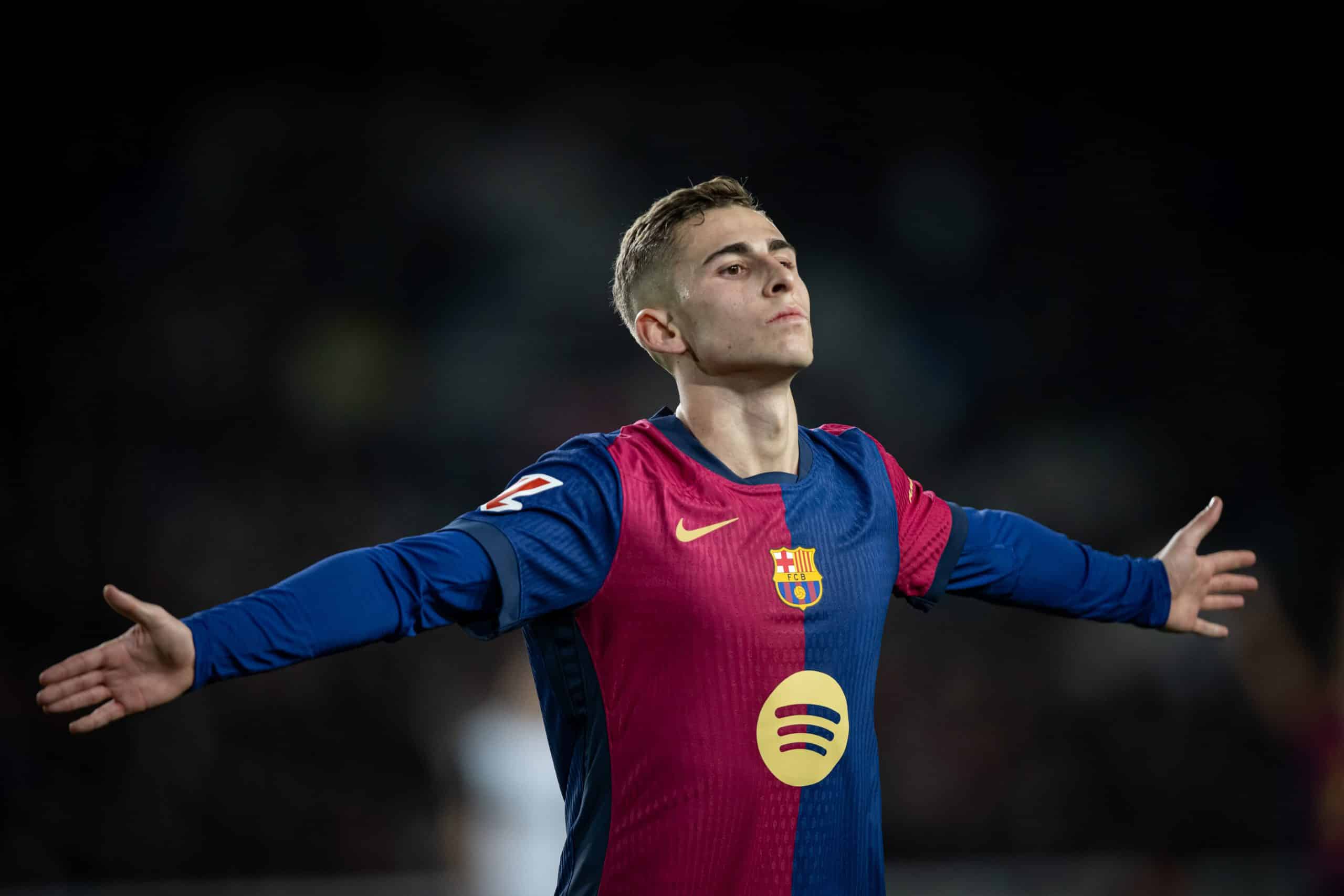 La joie de Fermin, auteur du deuxième but du FC Barcelone à Valladolid.