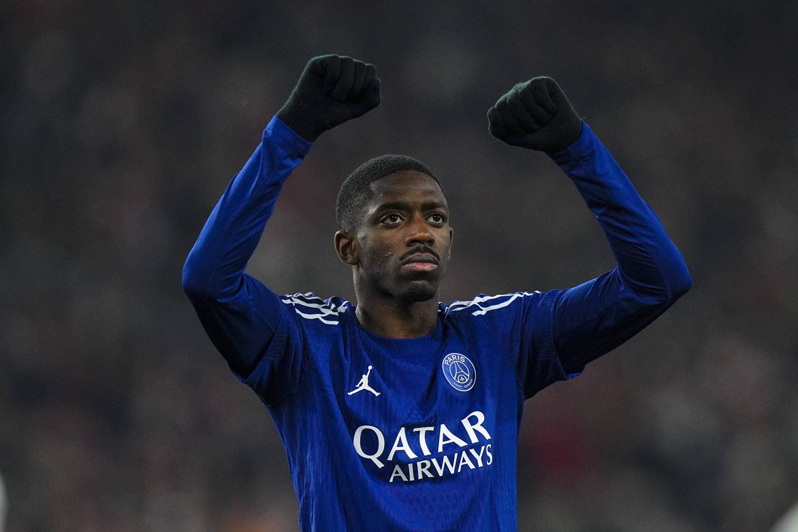 La joie d'Ousmane Dembélé après un but lors de Stuttgart-PSG.
