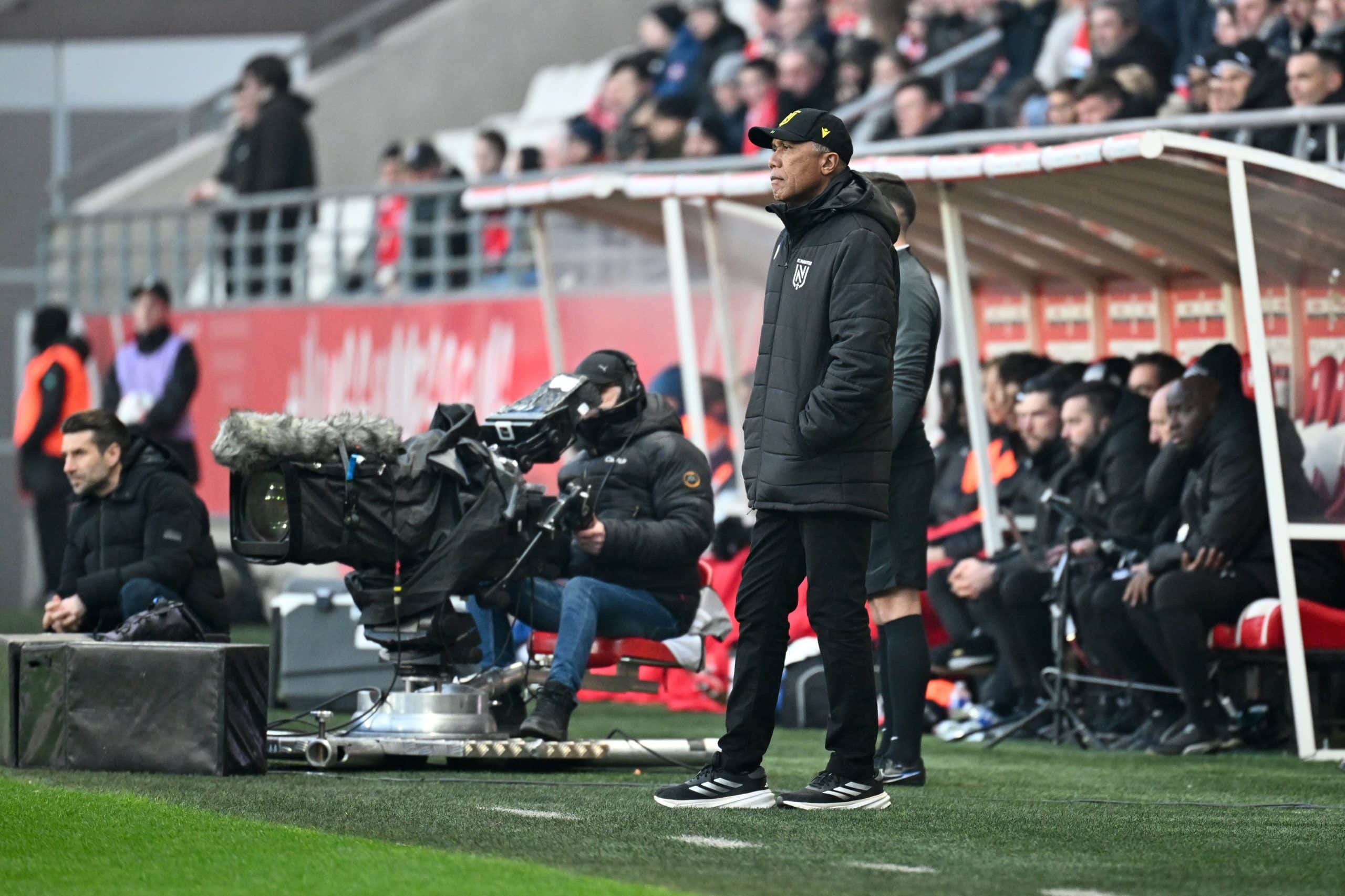 L'entraîneur du FC Nantes, Antoine Kombouaré, lors du match à Reims.