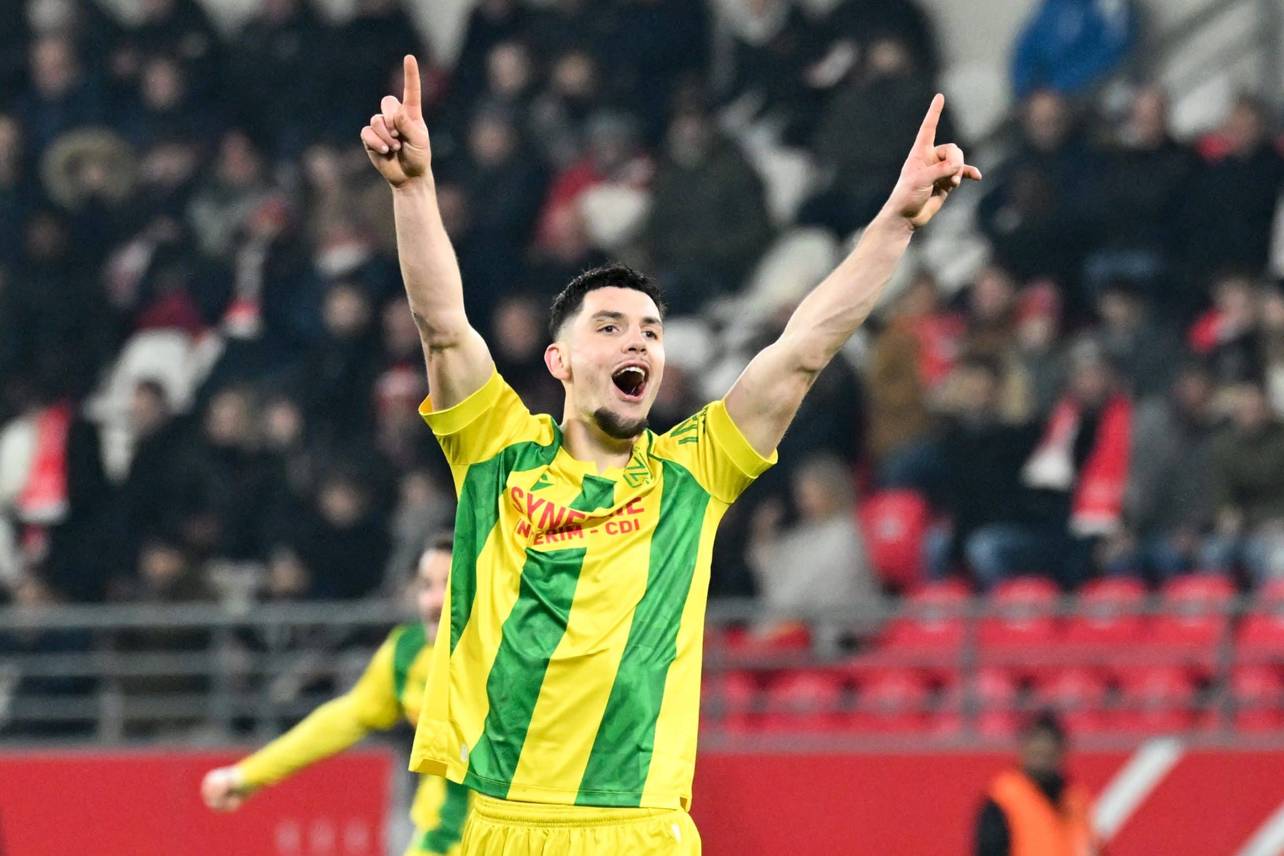 Matthis Abline, l'attaquant du FC Nantes.