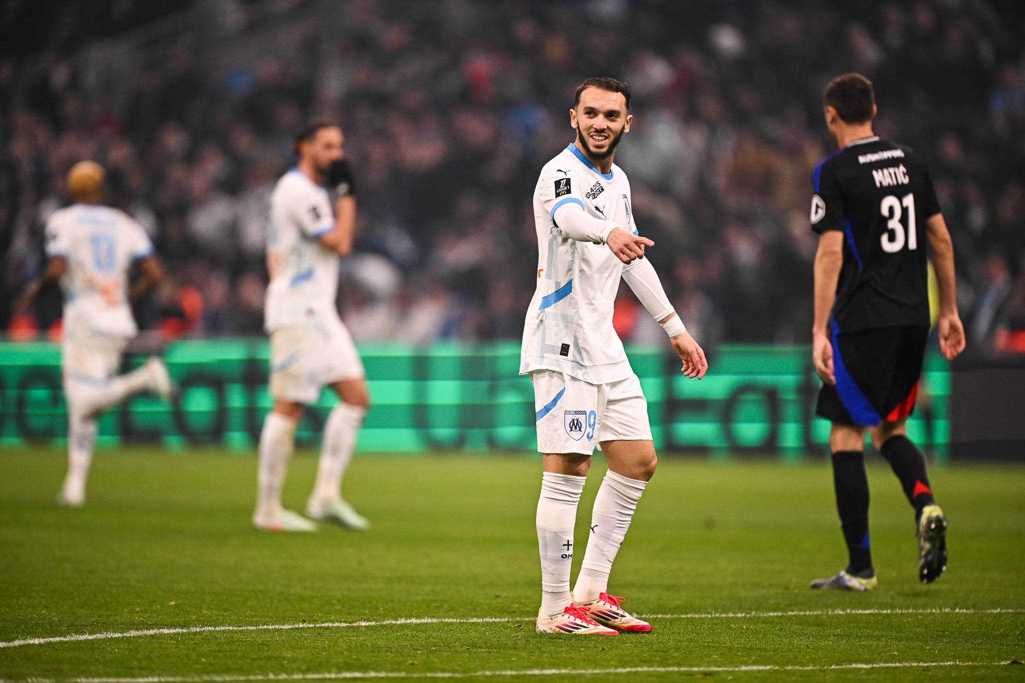 Amine Gouiri, lors de son premier match avec l'OM, contre Lyon.