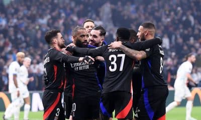 La joie de courte durée des joueurs de l'OL face à Marseille.