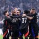 La joie de courte durée des joueurs de l'OL face à Marseille.