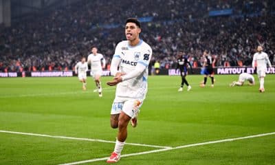 L'ailier de l'OM Luis Henrique après son but contre l'OL.