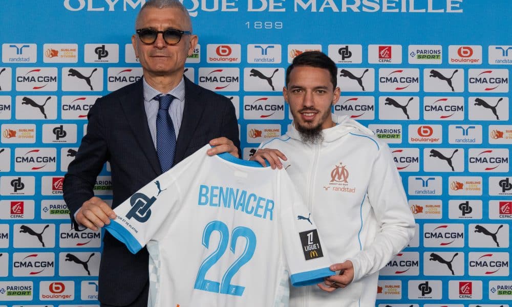 Fabrizio Ravanelli et Ismaël Bennacer lors de la présentation du milieu algérien à l'OM.