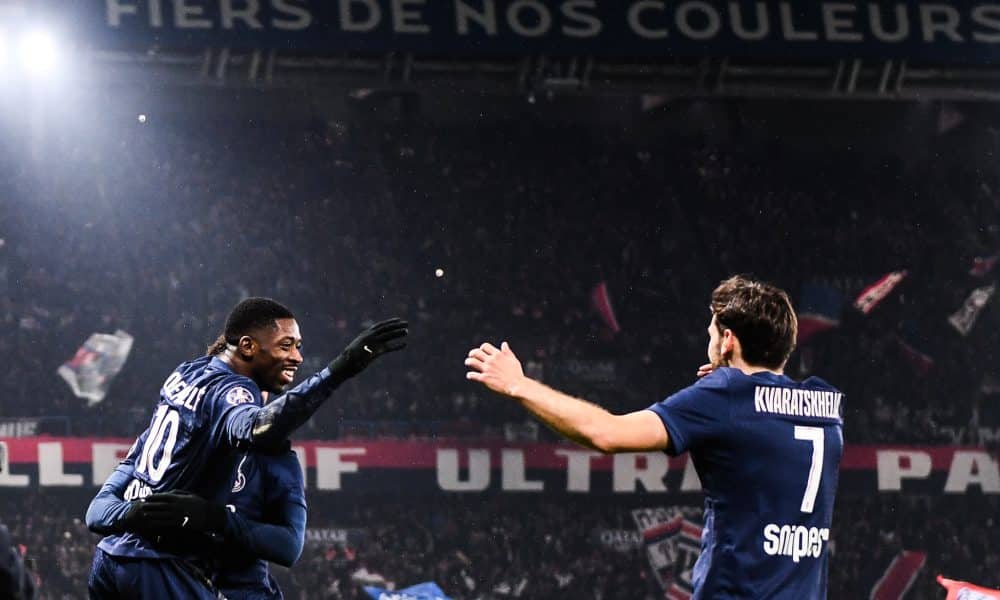 La joie d'Ousmane Dembélé après l'un de ses buts lors de PSG-Monaco.