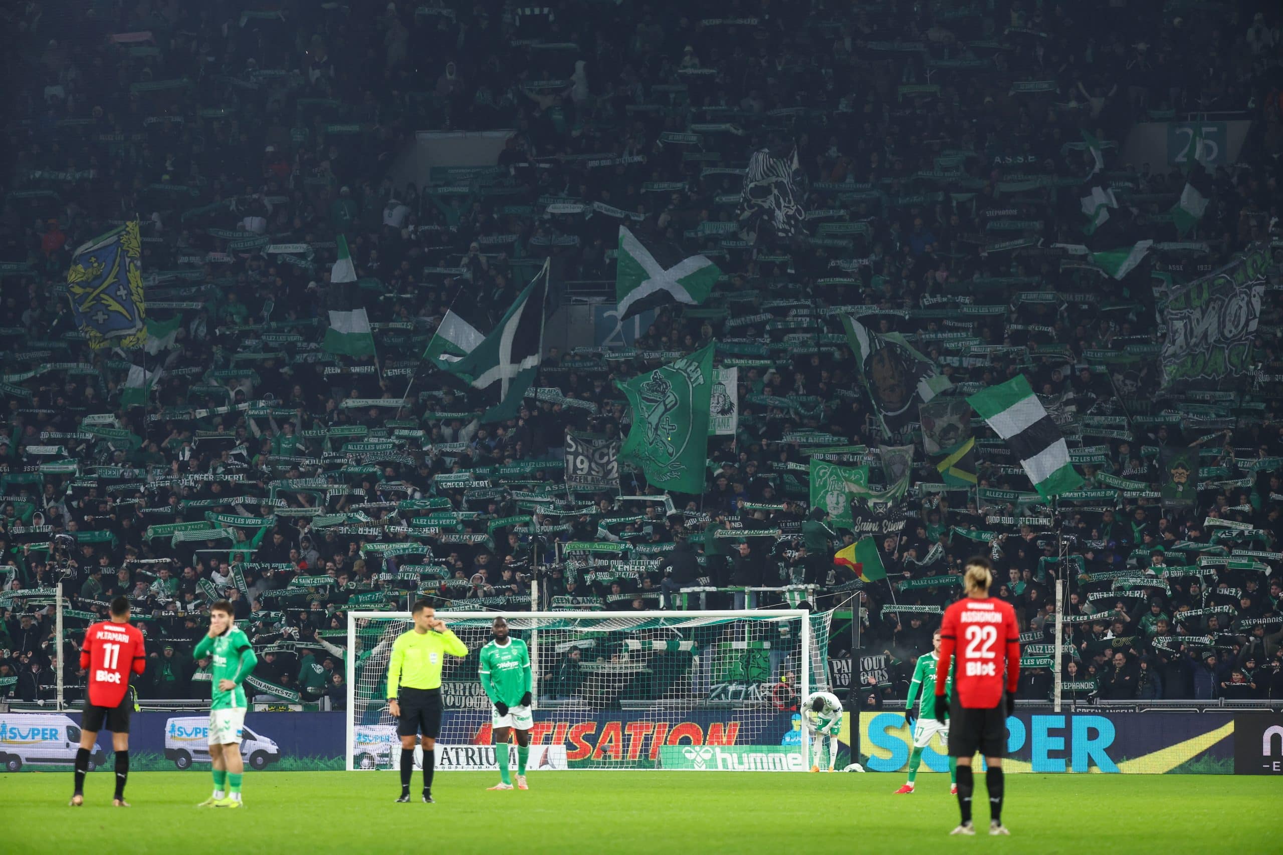 Les supporters des Verts lors d'ASSE - Stade Rennais