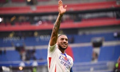 La joie du milieu de l'OL Corentin Tolisso après la victoire sur Reims (4-0).