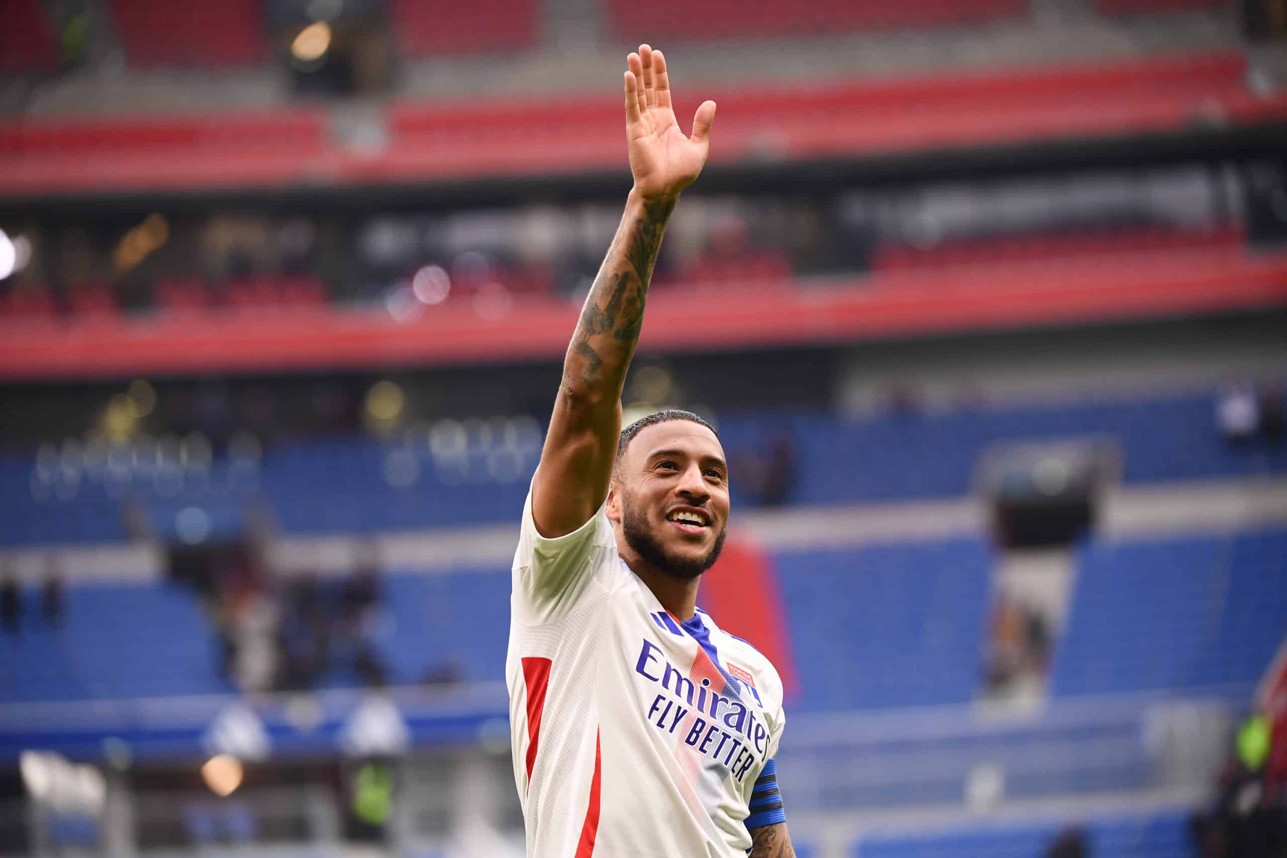 La joie du milieu de l'OL Corentin Tolisso après la victoire sur Reims (4-0).