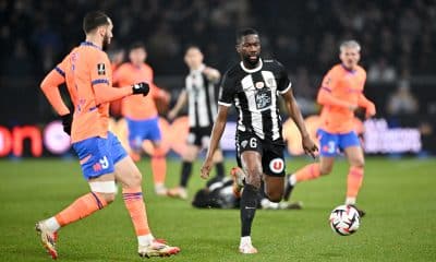 Le milieu du SCO Jean-Eudes Aholou, lors du match contre l'OM (0-2).