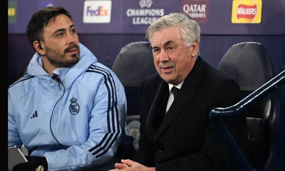 Carlo Ancelotti lors de Manchester City - Real Madrid