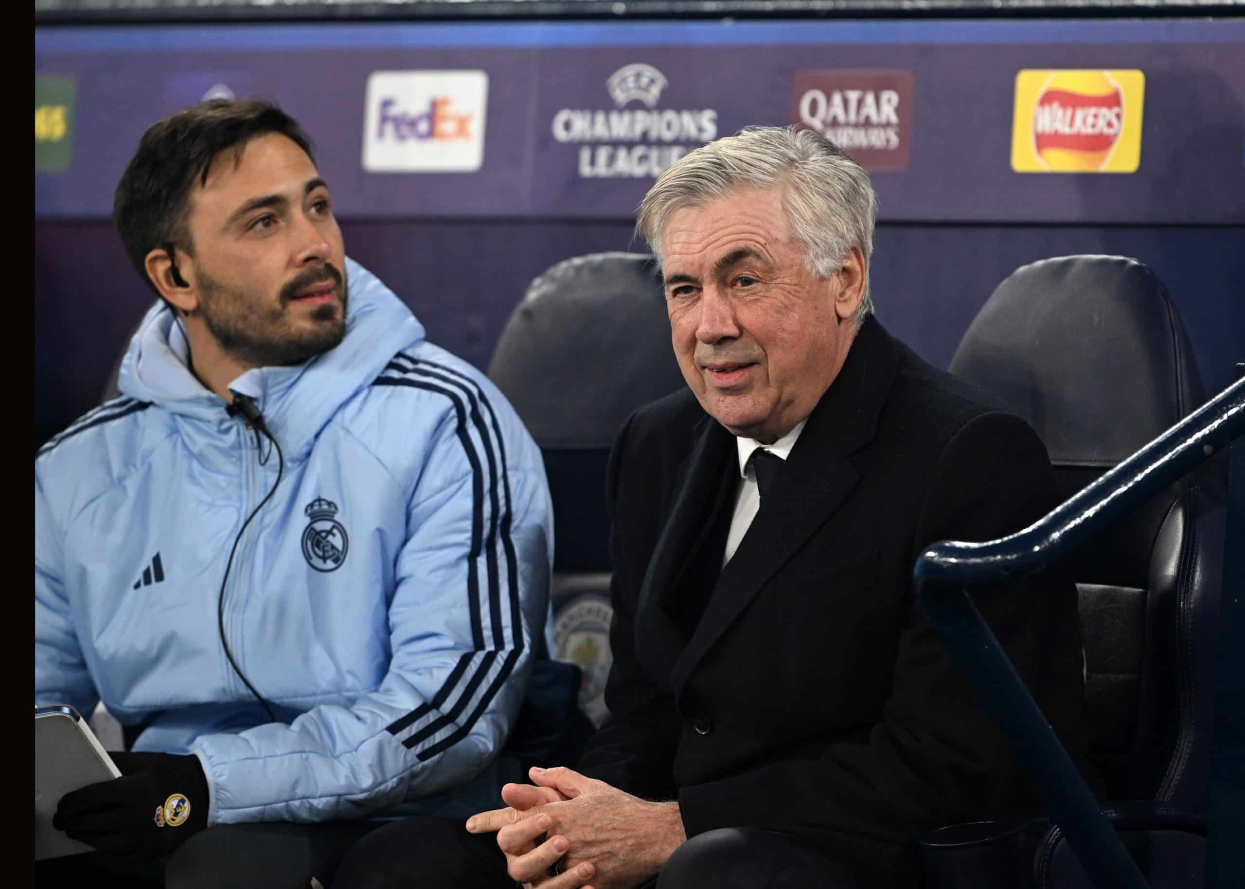 Carlo Ancelotti lors de Manchester City - Real Madrid