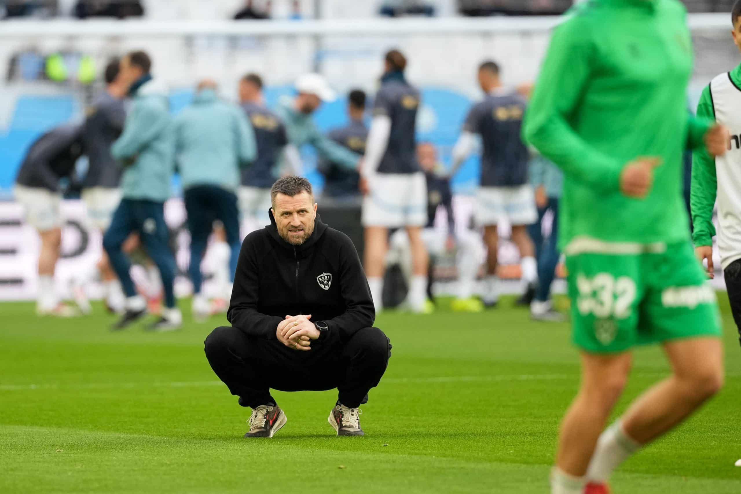 L'entraîneur de l'ASSE, Eirik Horneland, lors du match à Marseille.