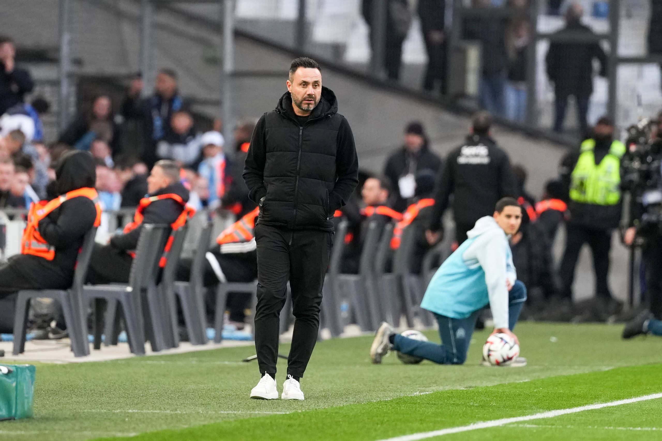 L'entraîneur de l'OM, Roberto De Zerbi, lors de la victoire sur l'ASSE.