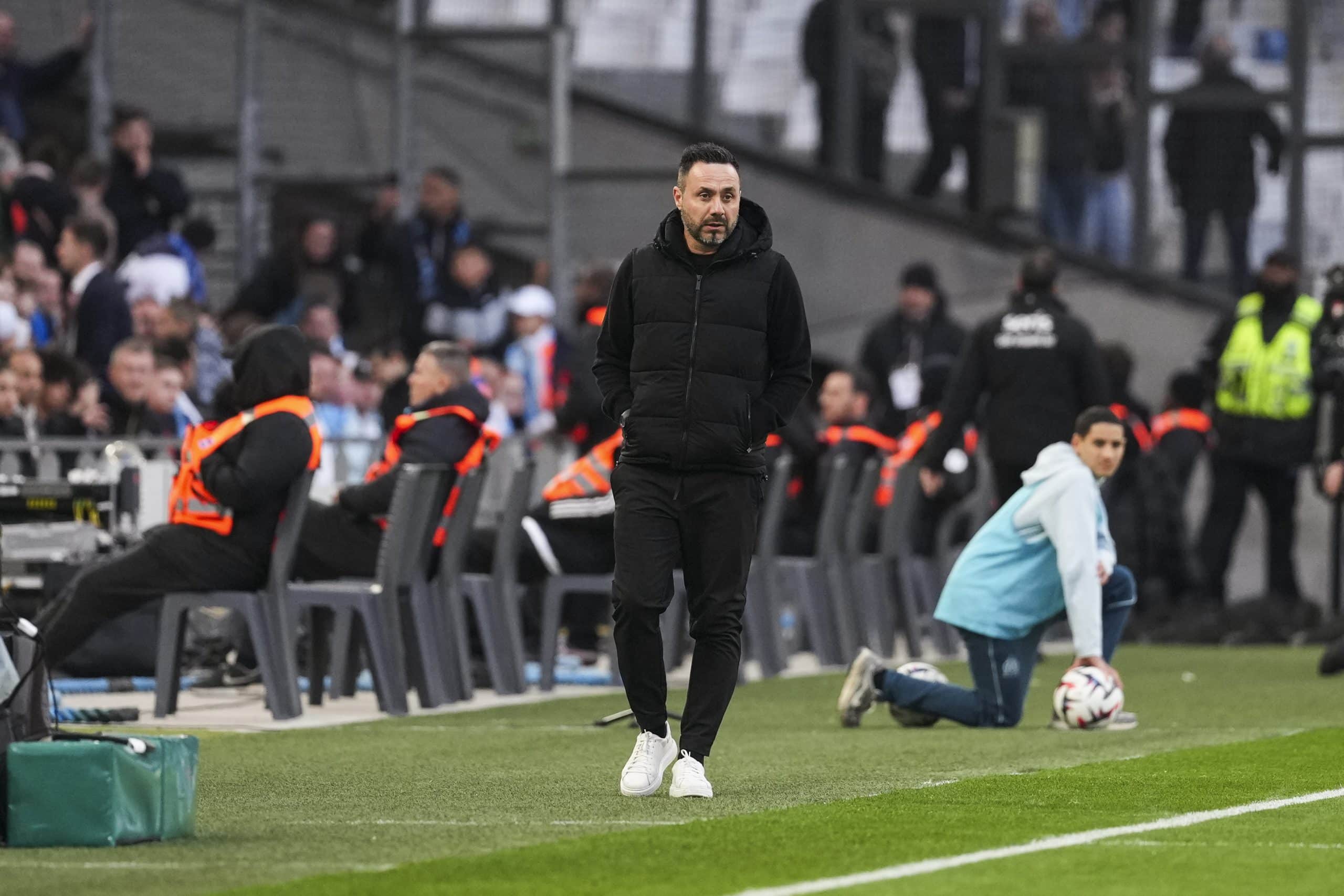 L'entraîneur de l'OM, Roberto De Zerbi, lors de la victoire sur Saint-Etienne.