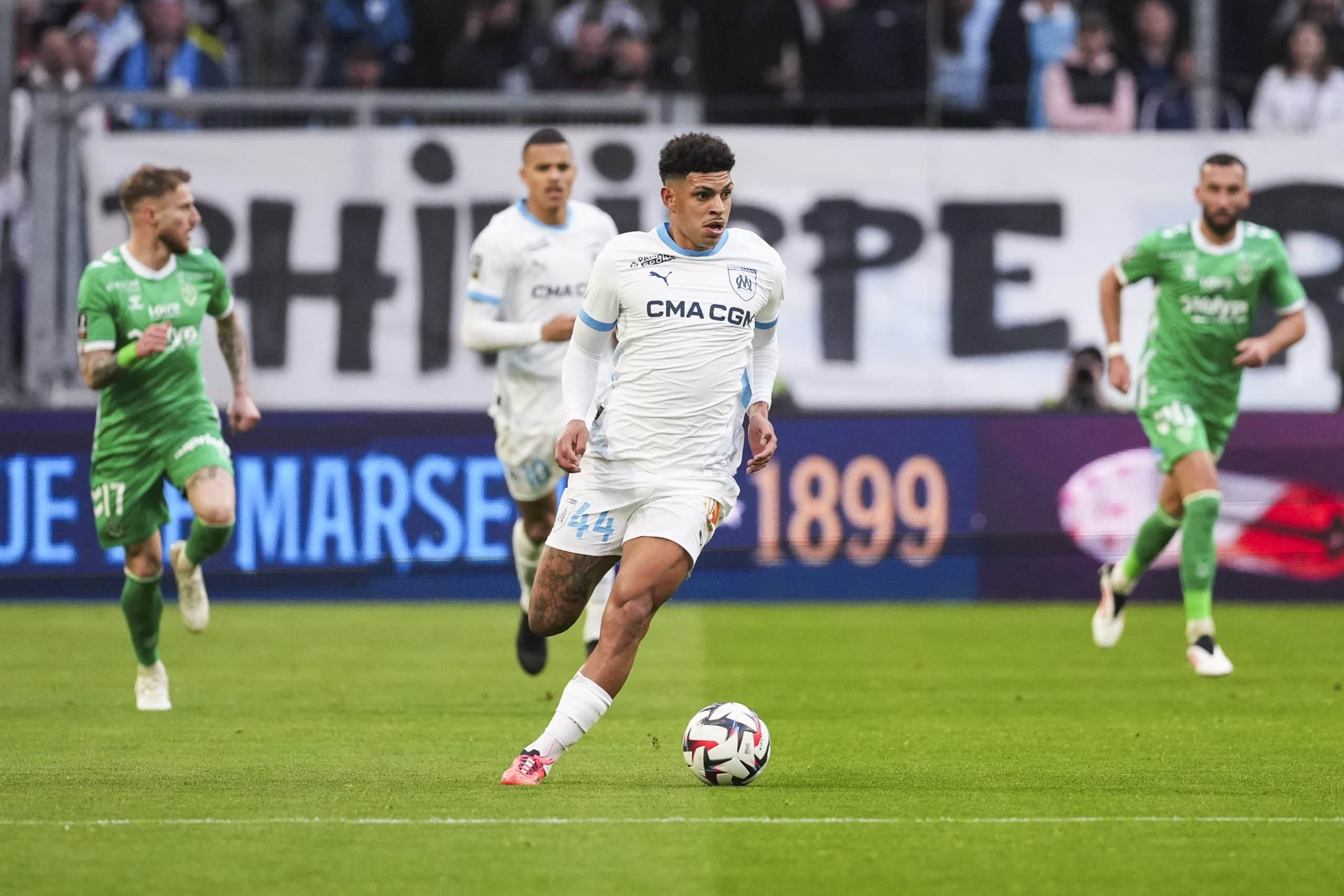 L'ailier brésilien de l'OM Luis Henrique lors d'un match face à l'ASSE.