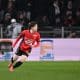 L'attaquant du Stade Rennais Kyogo Furuhashi en action.