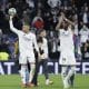 Kylian Mbappé et Aurélien Tchouaméni après la victoire du Real Madrid sur Manchester City en Champions League.