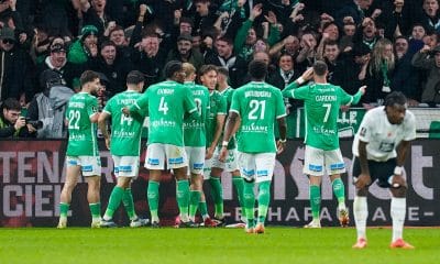 La joie des joueurs de l'ASSE après un but contre Angers.