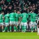 La joie des joueurs de l'ASSE après un but contre Angers.