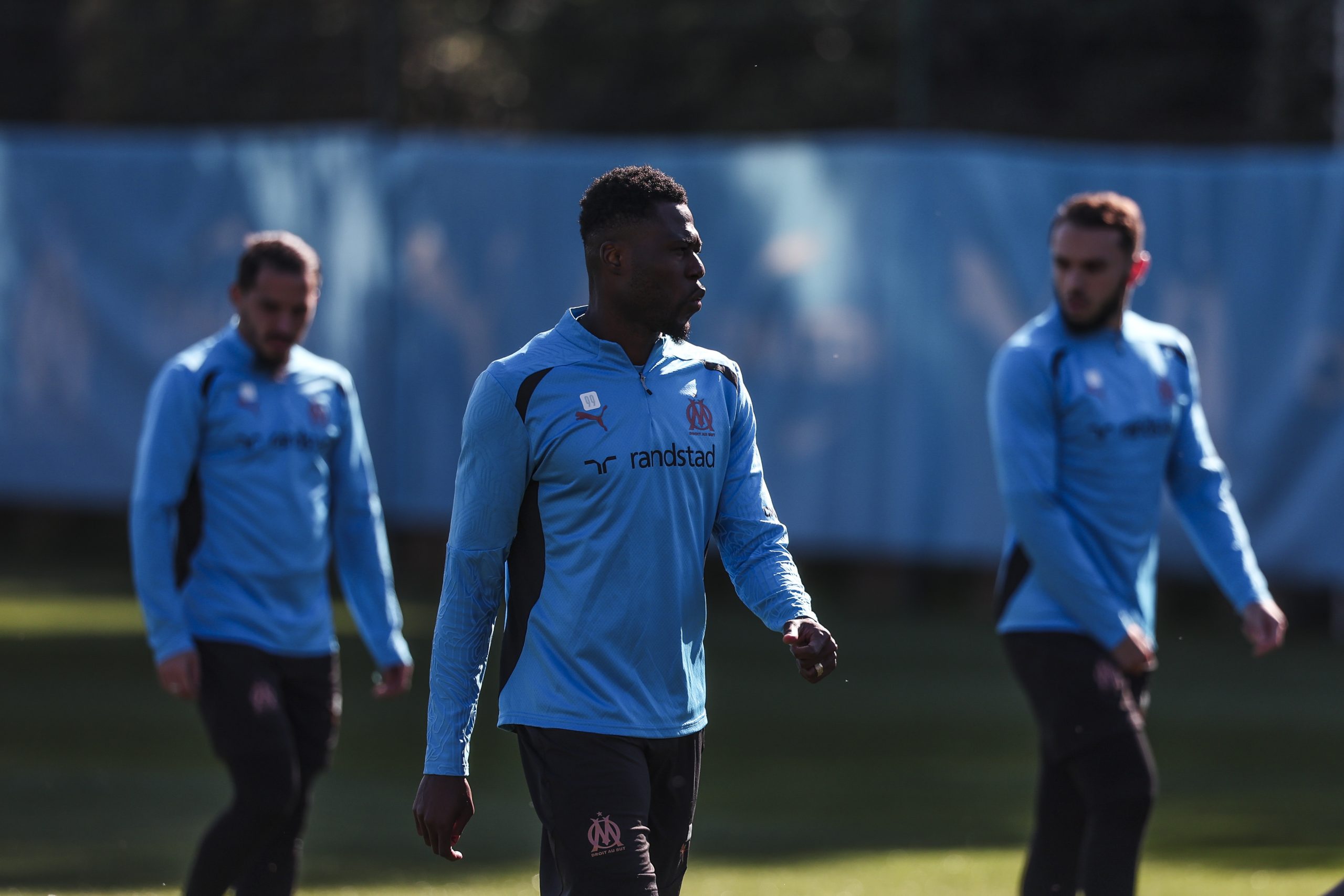 Chancel Mbemba lors d'un entraînement de l'OM cette saison.