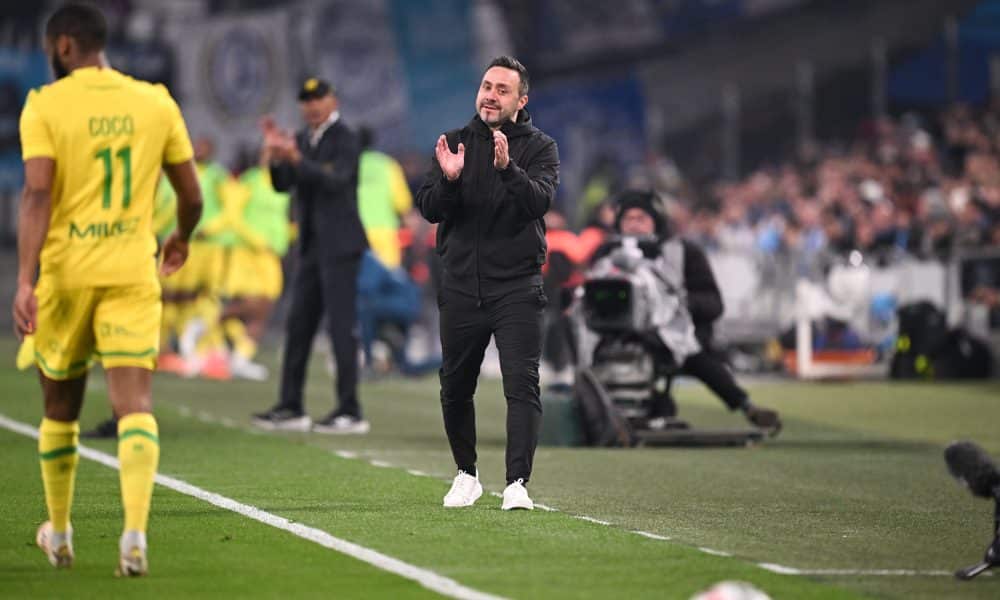 L'entraîneur de l'OM, Roberto De Zerbi, lors du match face au FC Nantes.