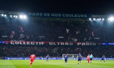 Vue de la tribune Auteuil lors du match PSG-Liverpool.