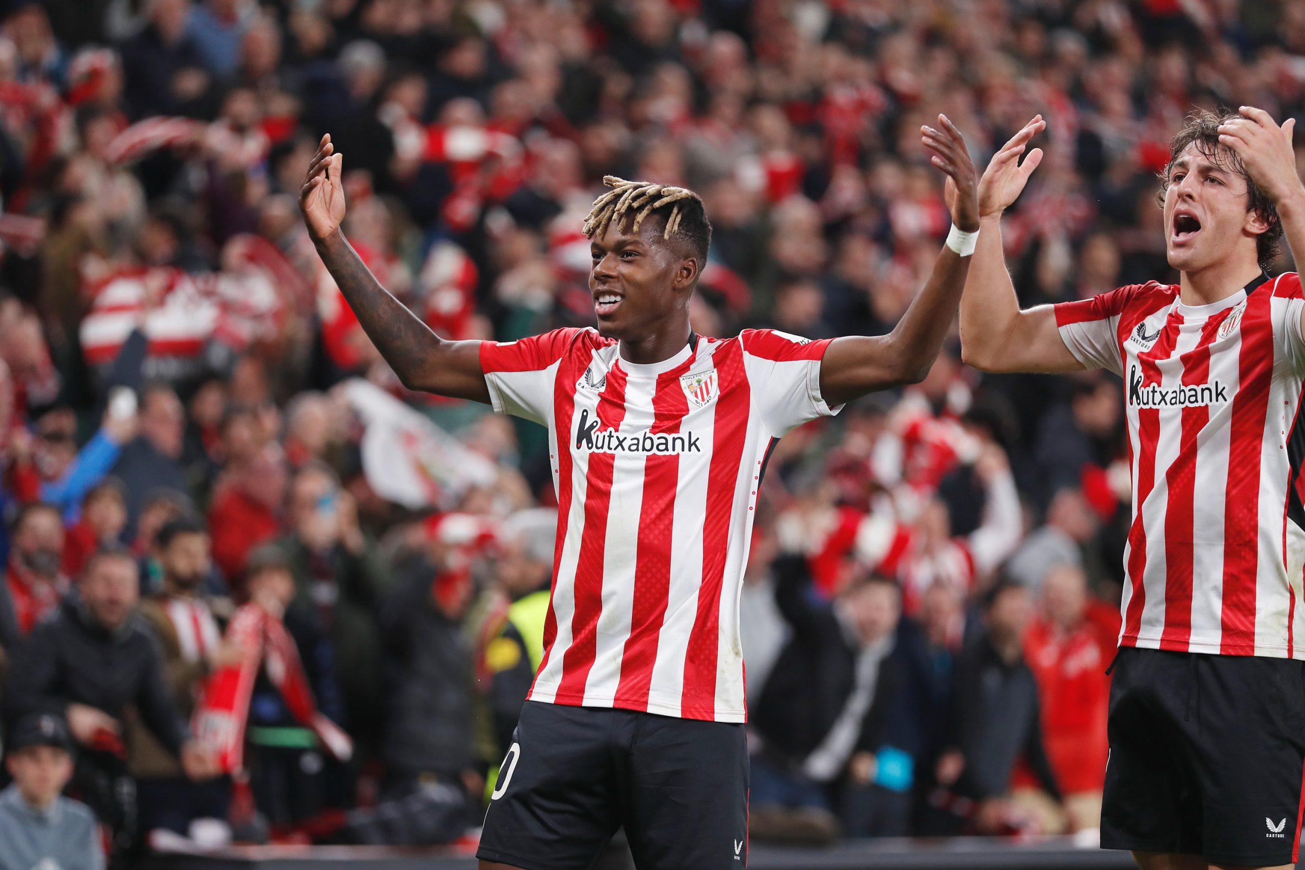 La joie de Nico Williams après un but de l'Athletic Bilbao.