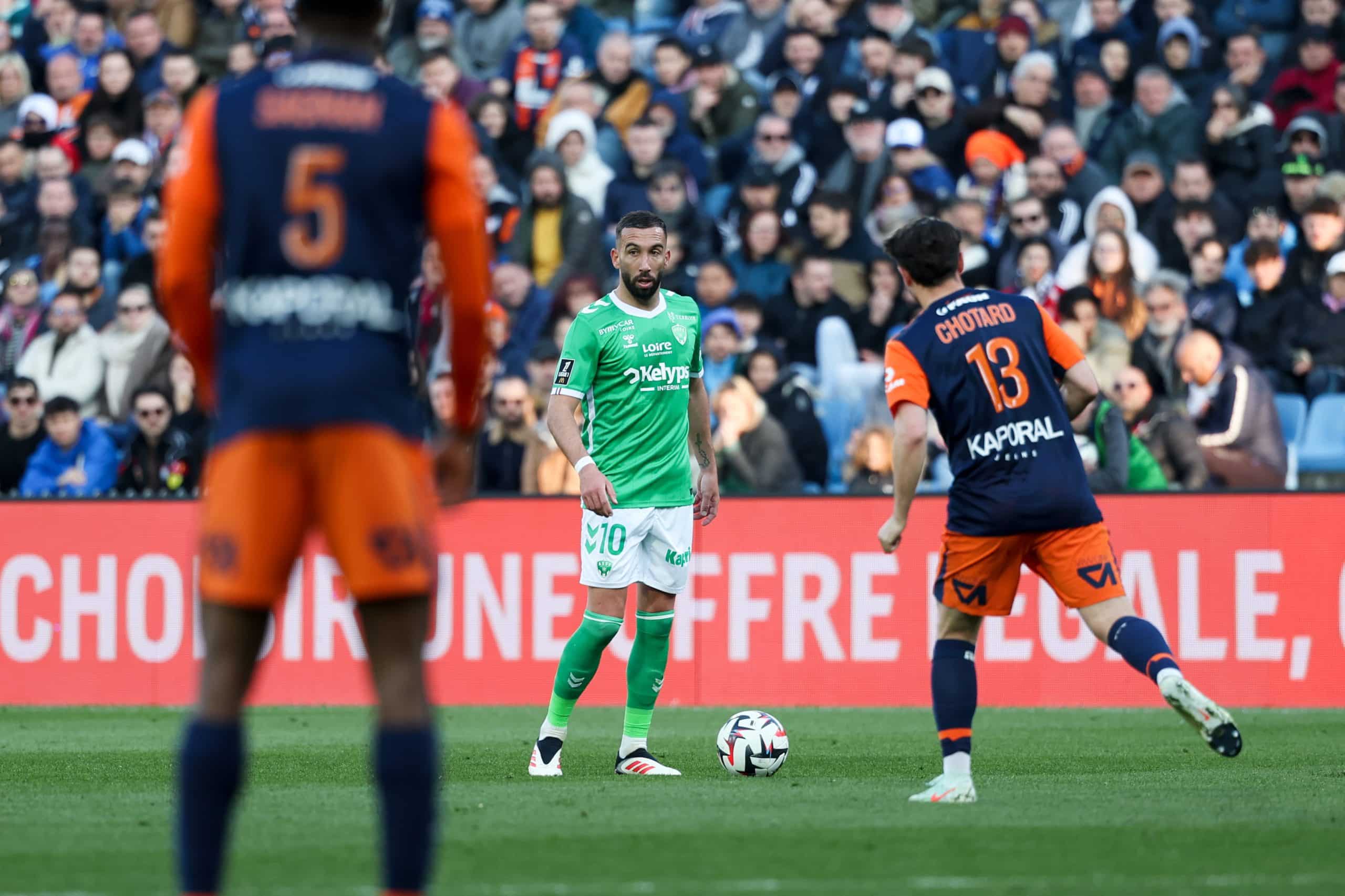 Le milieu de l'ASSE Florian Tardieu lors du match à Montpellier.