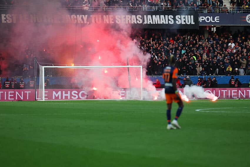 La Mosson a pris feu lors de MHSC-ASSE.