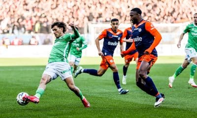 Lucas Stassin dans ses oeuvres lors de Montpellier - ASSE